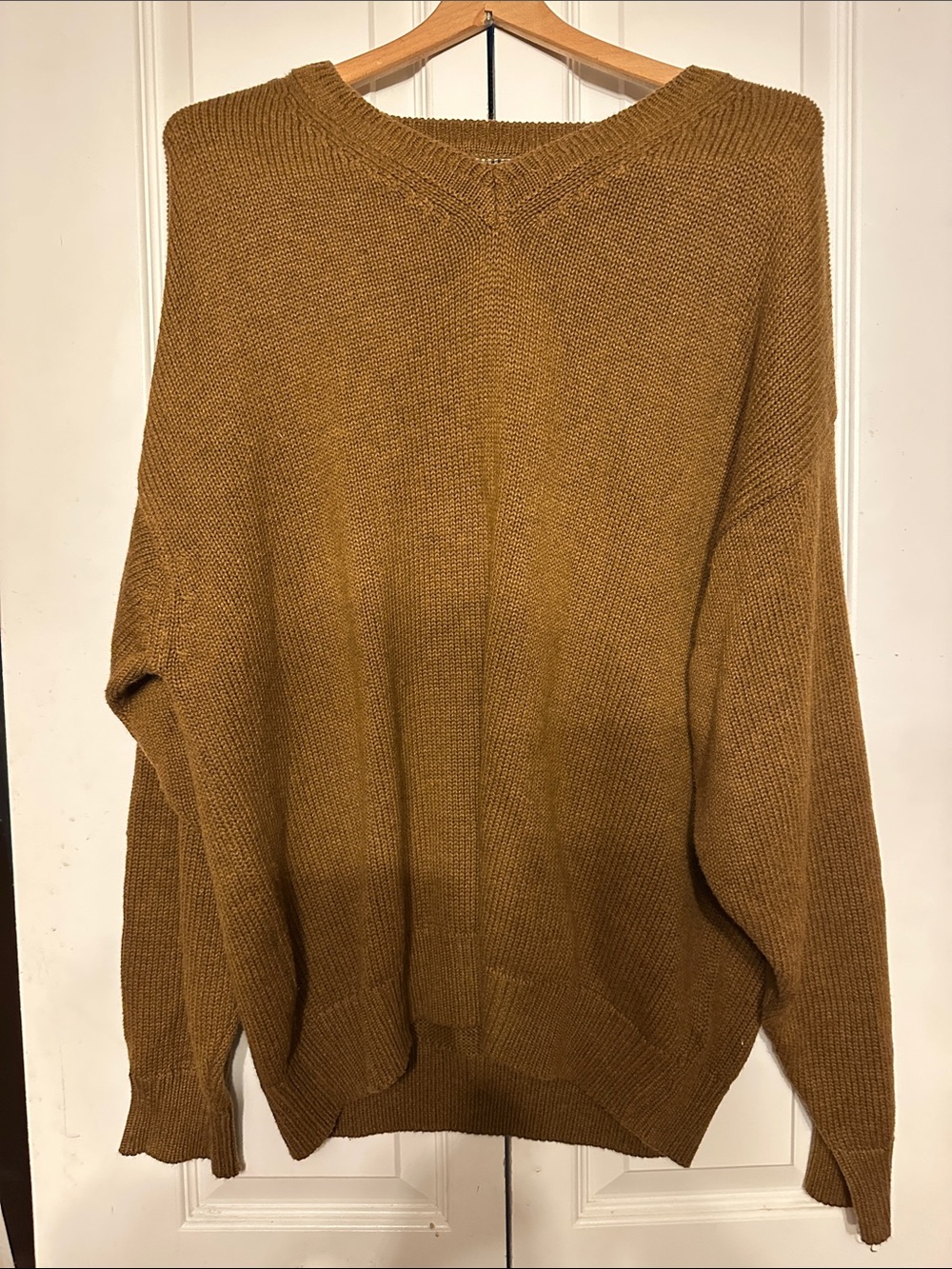Men's V-Neck Sweater in Mustard - Lightweight Knit